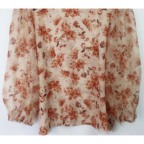 NEW Cami NYC Francie Floral Print Silk Blouse Semi Sheer Cream Vintage Flora L - Picture 7 of 9